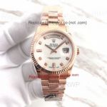 Copy Rolex Day-Date Rose Gold Diamond White MOP Dial Watch